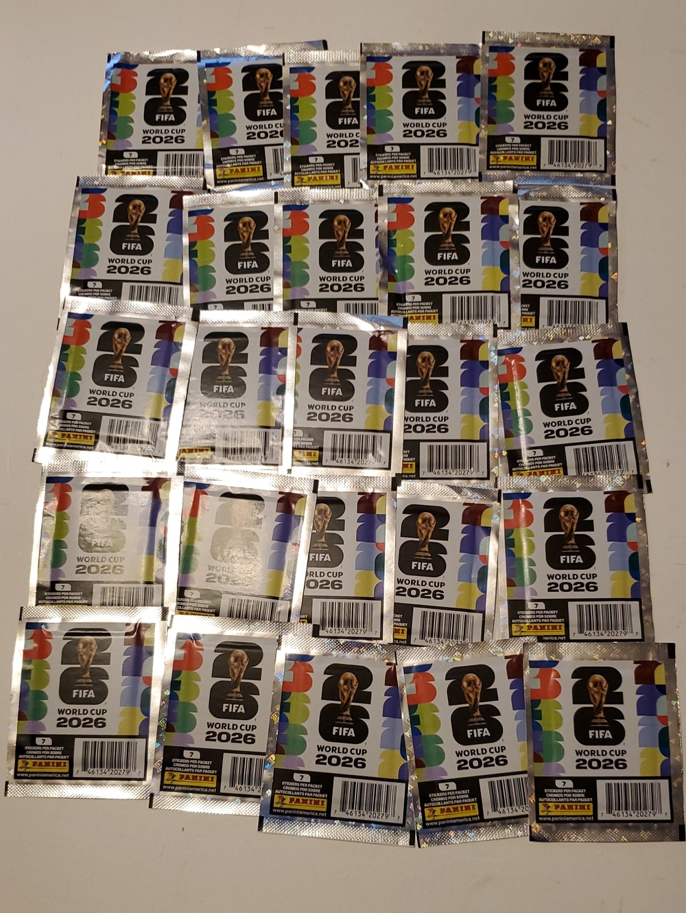 Panini World Cup 2026 Sticker Packs - Silver Foil with Rainbow Accents lot Of 25